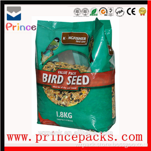 doypack stand up zipper bag for bird food,custom design bird feed stand pouch with zipper top,stand pouch with ziplock & window